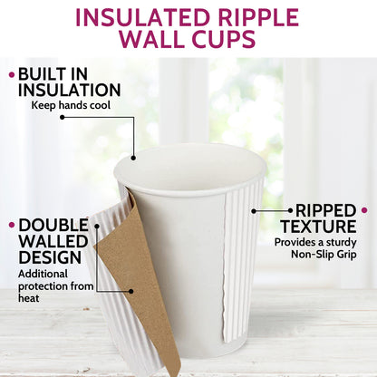 12oz White Ripple Paper Coffee Cup - 500 Count