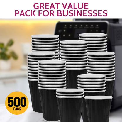 12oz Black Ripple Paper Coffee Cup - 500 Count