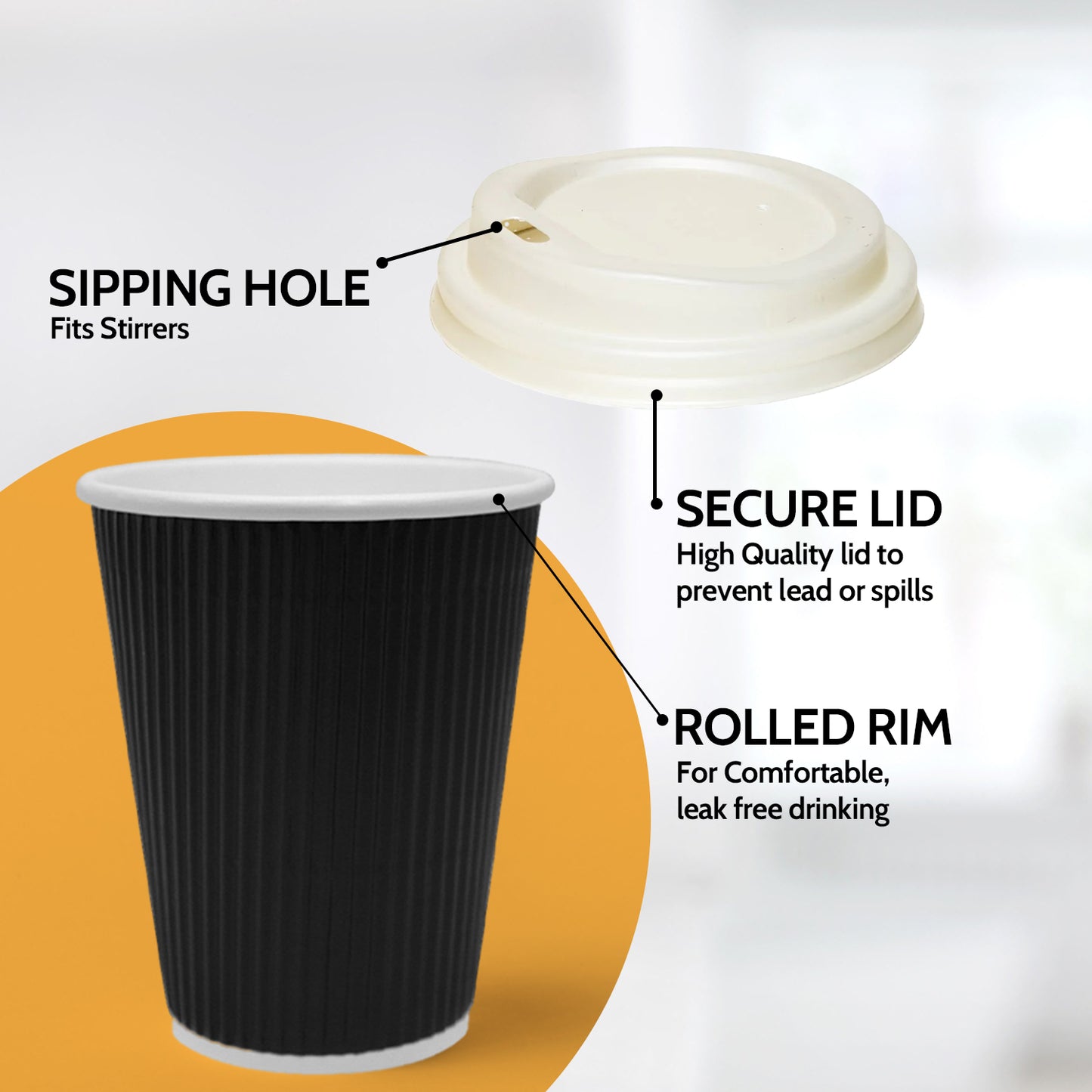 12oz Black Ripple Paper Coffee Cup - 500 Count