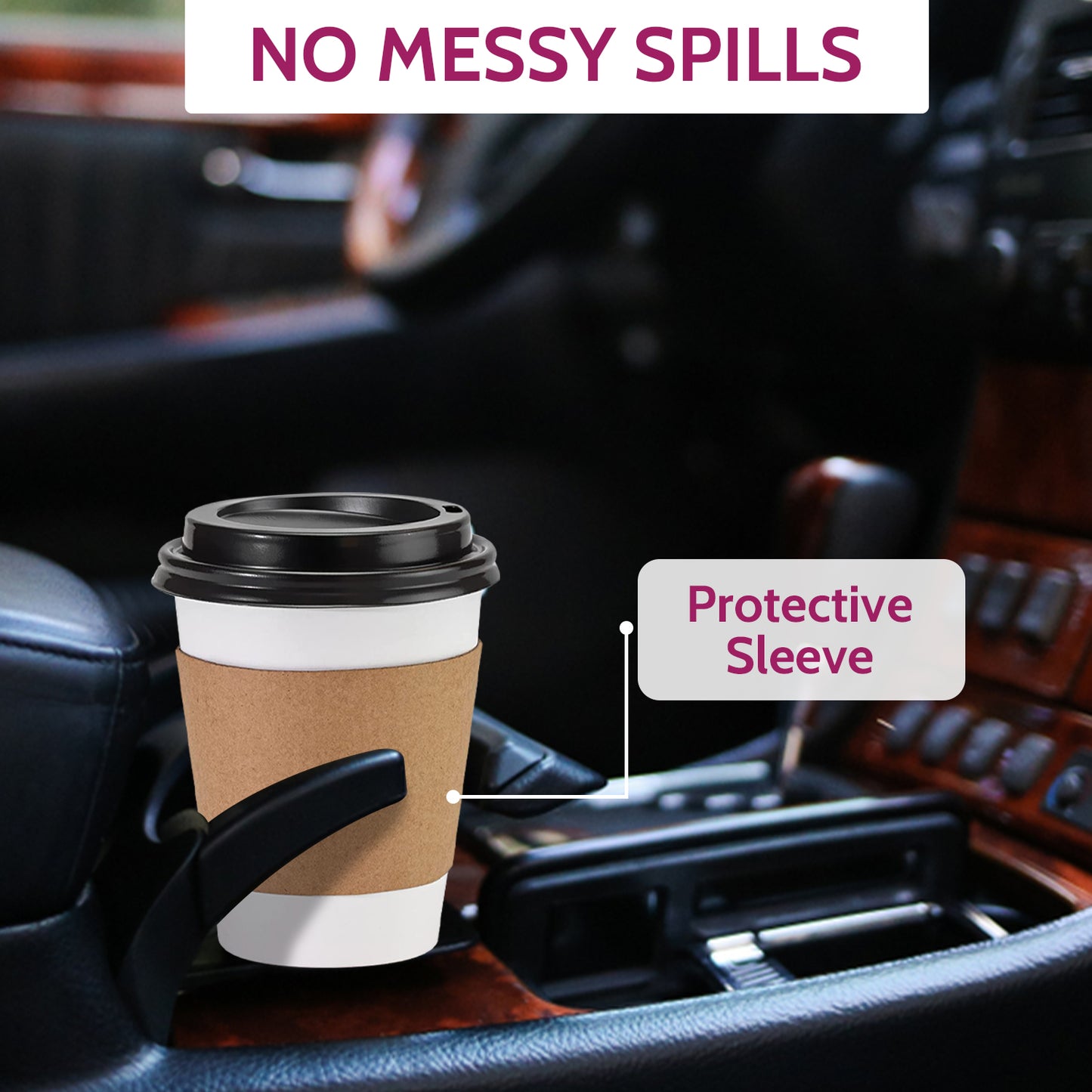 8oz White Cup + Brown Sleeve + Black Cover - 500 Count