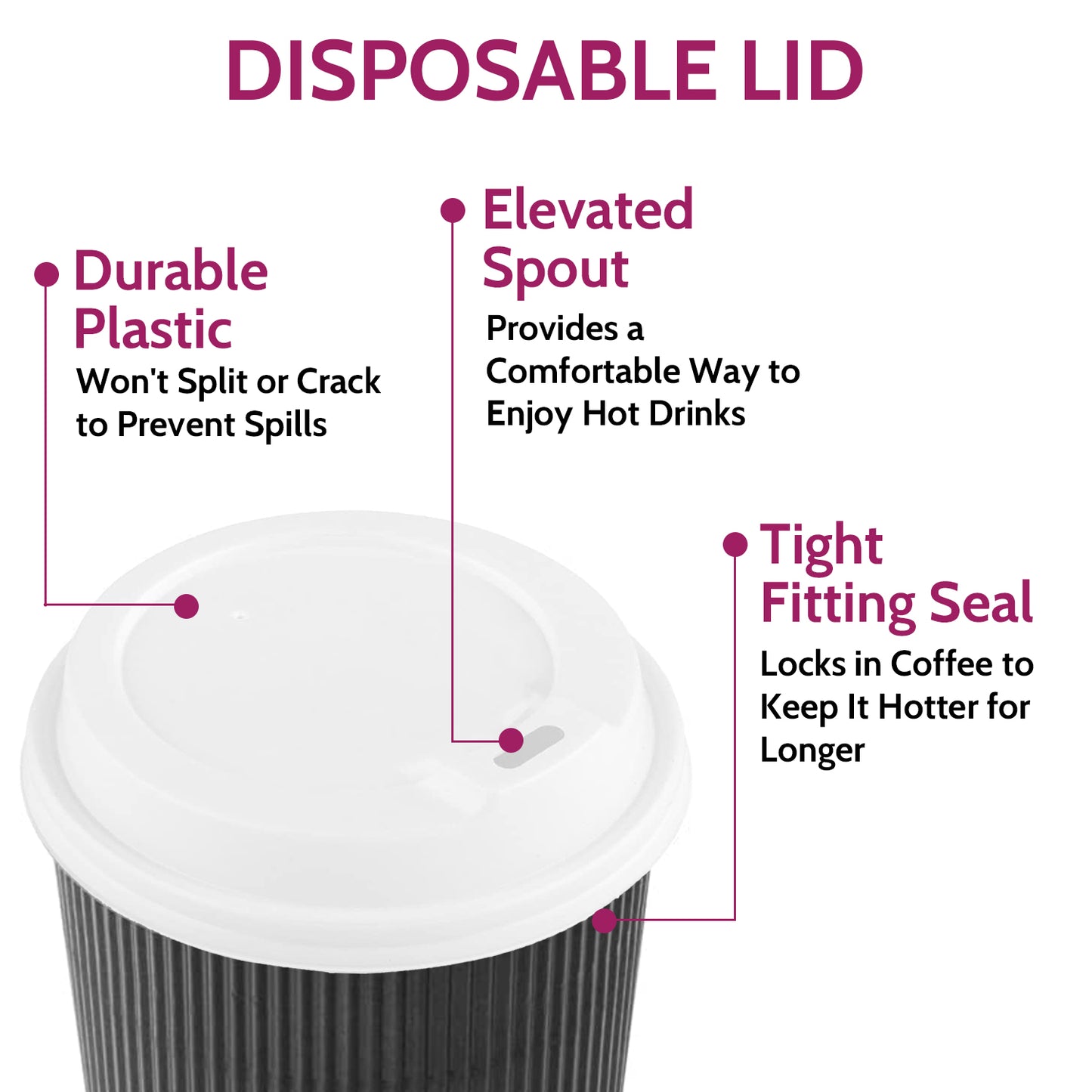 12oz White Coffee Cup Lid - 500 Count