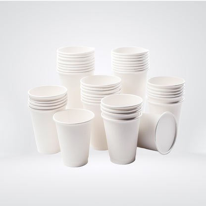 8oz White Paper Coffee Cups - 100 Count