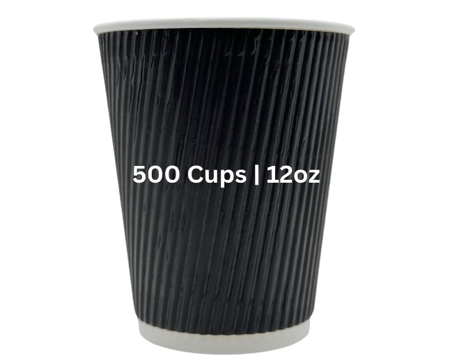 12oz Black Ripple Paper Coffee Cup - 500 Count